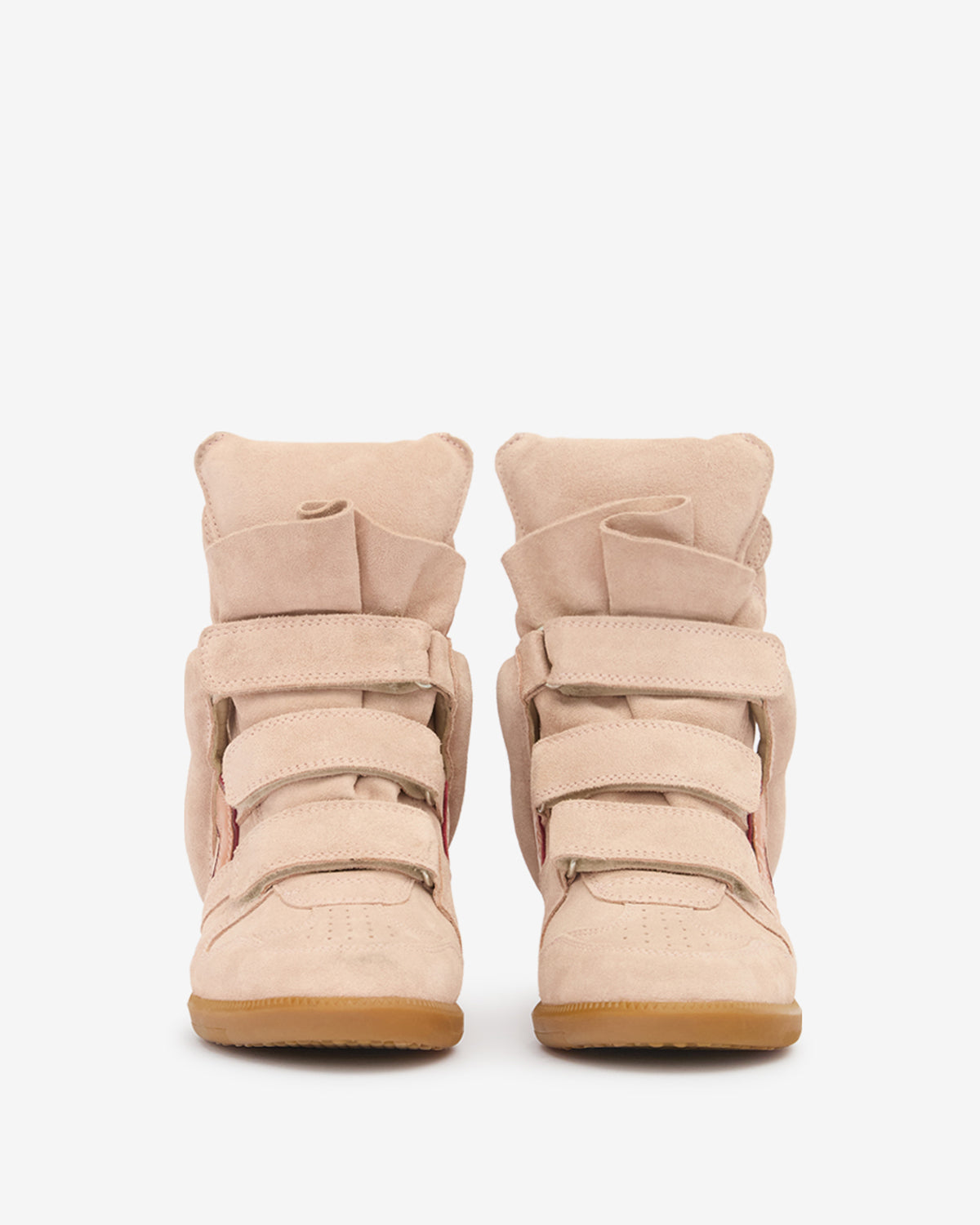 Isabel Marant Bekett Wedge Sneakers – Pale Pink & Peach Calfskin Leather & Suede