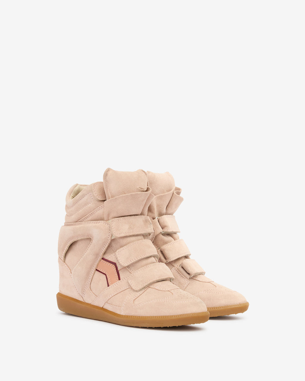 Isabel Marant Bekett Wedge Sneakers – Pale Pink & Peach Calfskin Leather & Suede