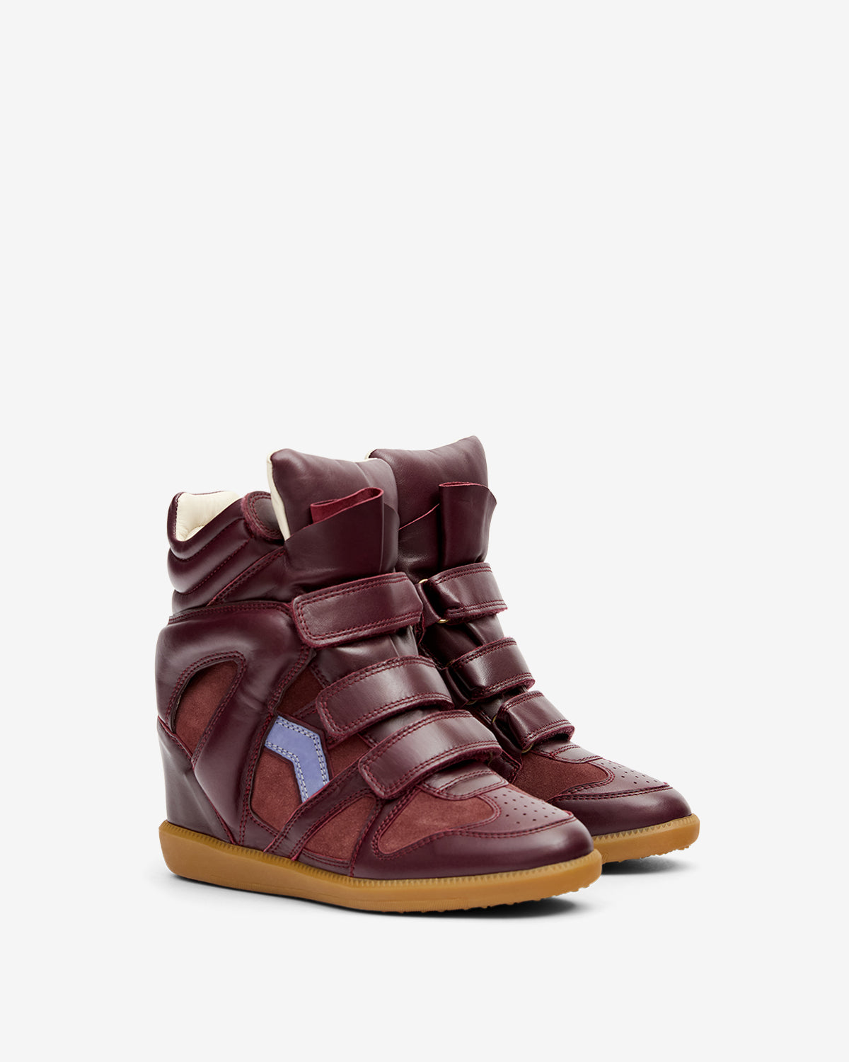 Isabel Marant Bekett Concealed Wedge Sneakers – Plum & Lavender Leather & Suede