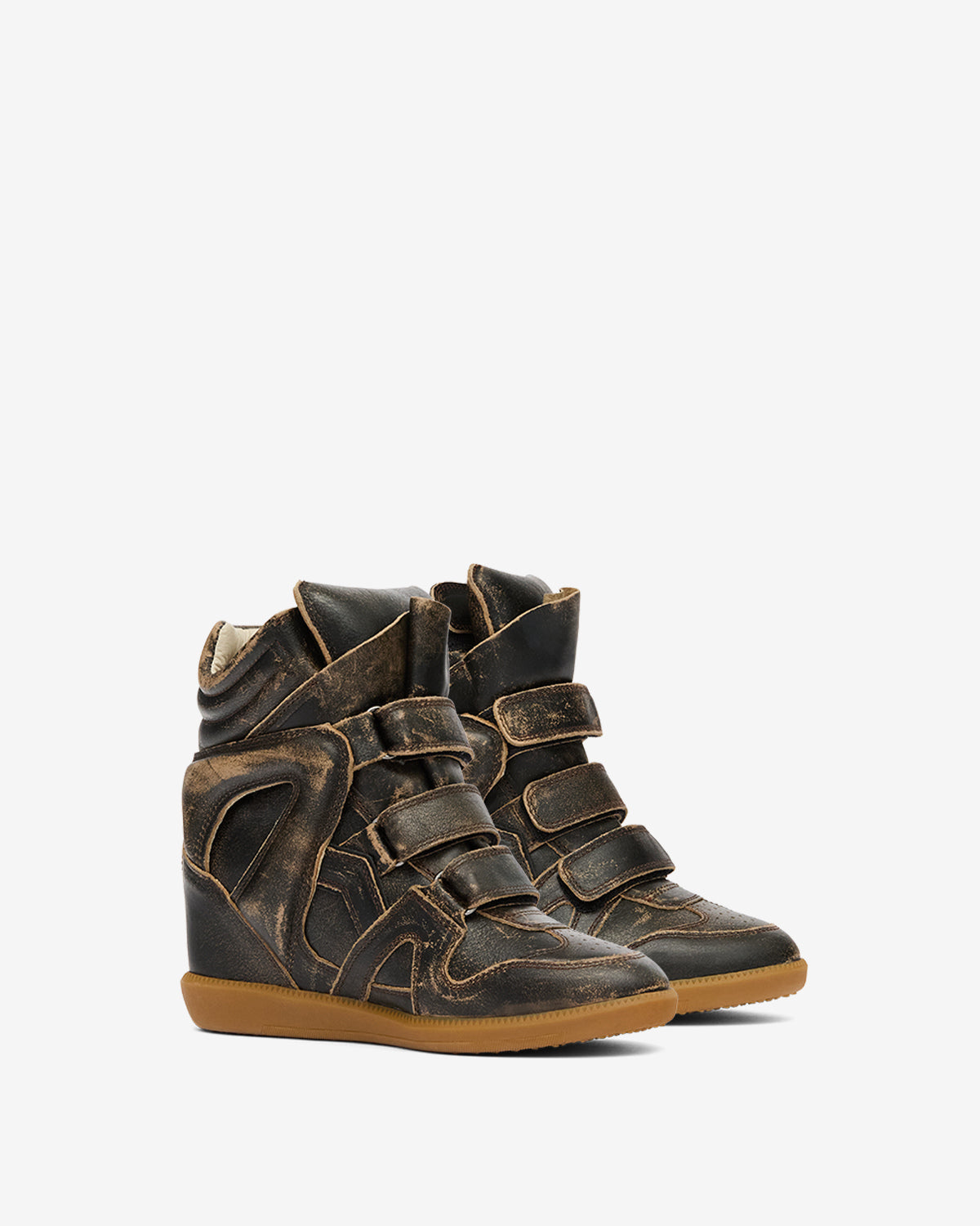 Isabel Marant Bekett Concealed Wedge Sneakers – Vintage Brown Leather & Suede