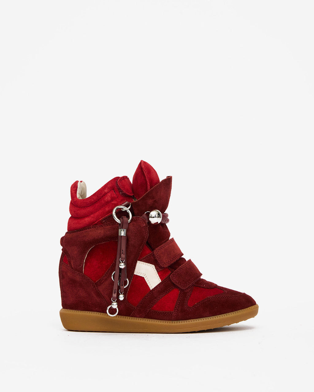 Isabel Marant Bekett Concealed Wedge Sneakers – Scarlet Red & Chalk Leather & Suede