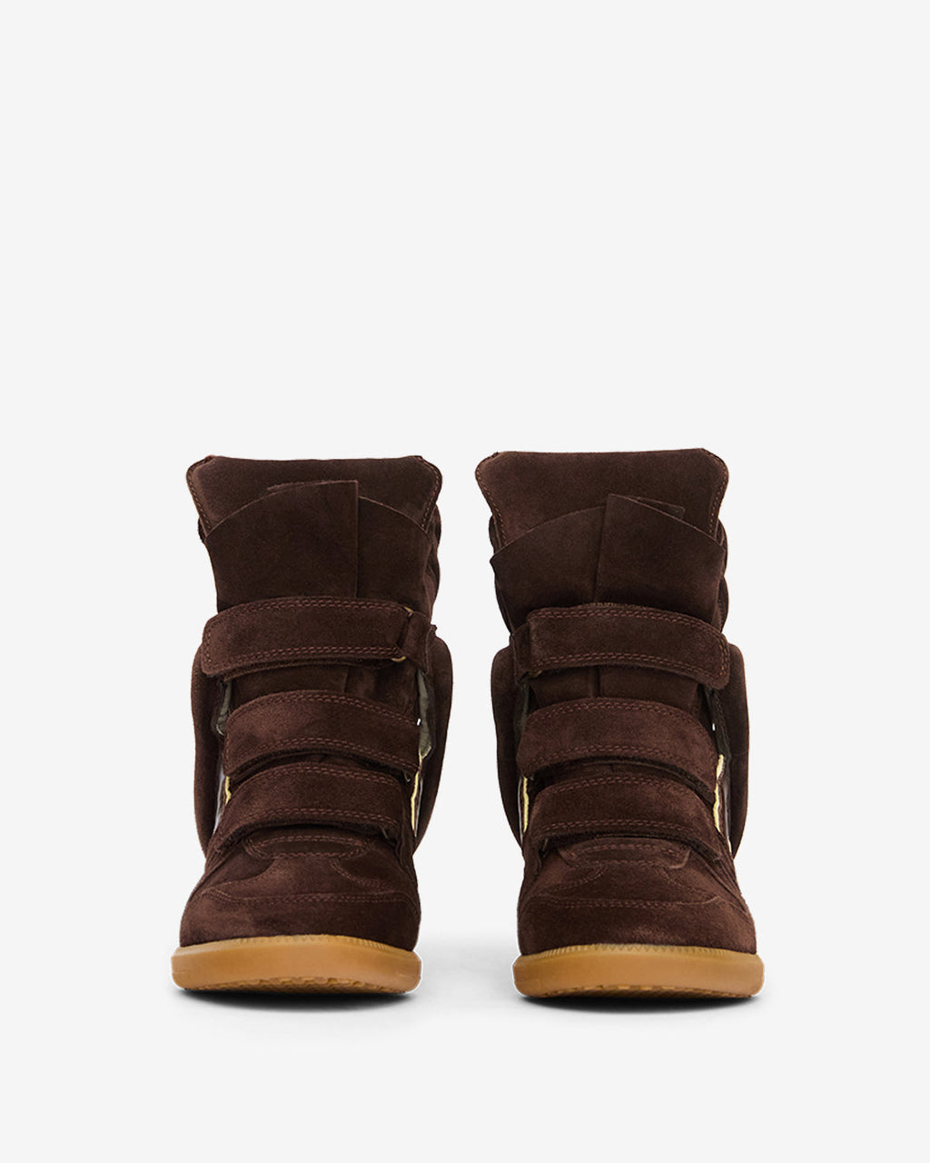 Isabel Marant Bekett Wedge Sneakers – Chocolate & Light Yellow Calfskin Leather & Suede