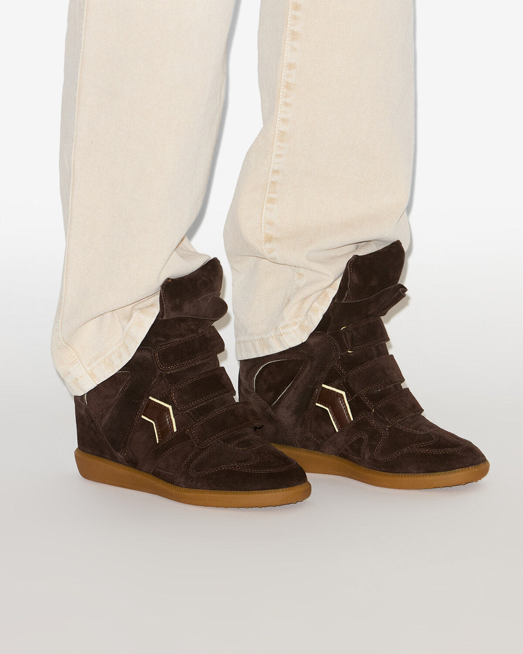 Isabel Marant Bekett Wedge Sneakers – Chocolate & Light Yellow Calfskin Leather & Suede