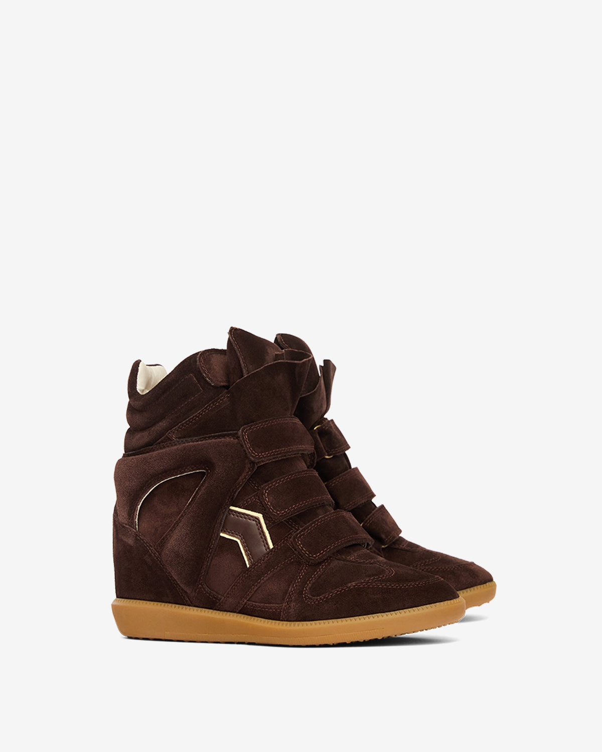 Isabel Marant Bekett Wedge Sneakers – Chocolate & Light Yellow Calfskin Leather & Suede