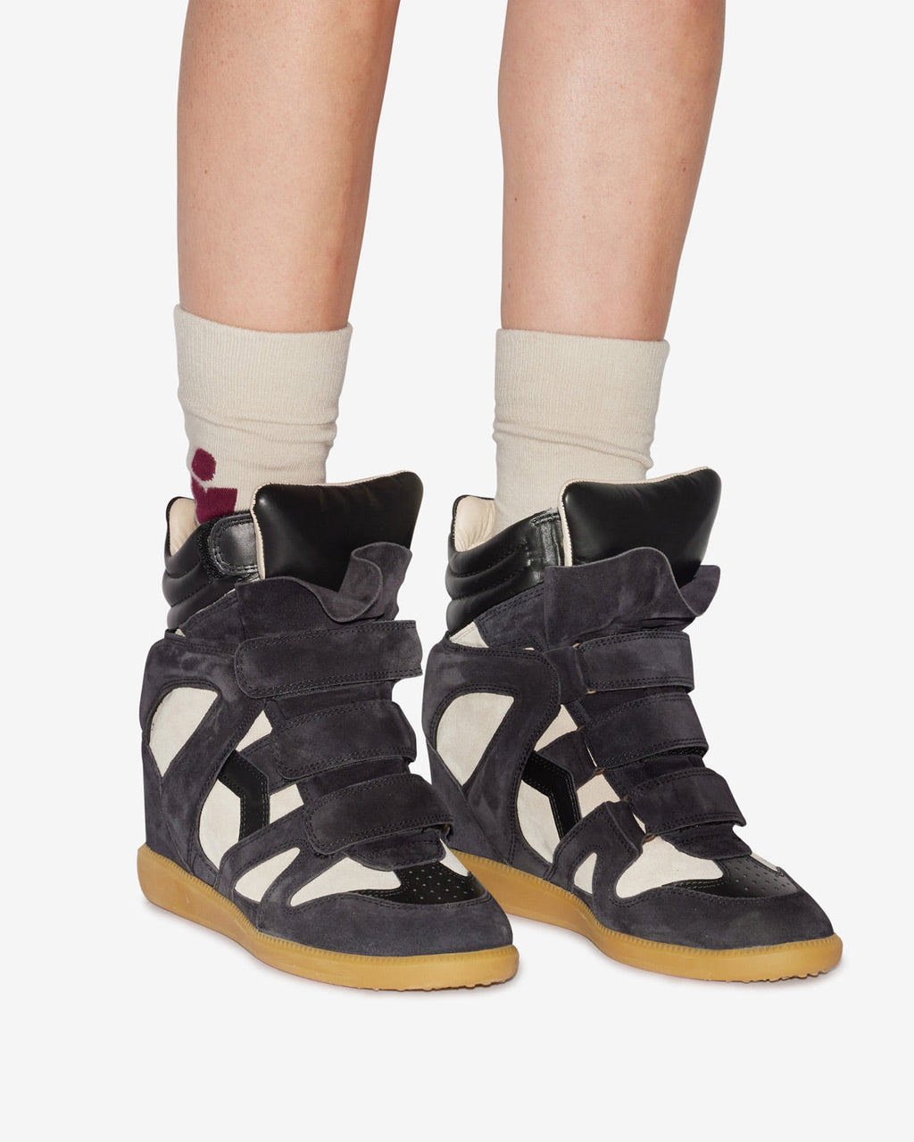 Isabel Marant Women’s Bekett High‑Top Sneakers – Faded Black & Chalk