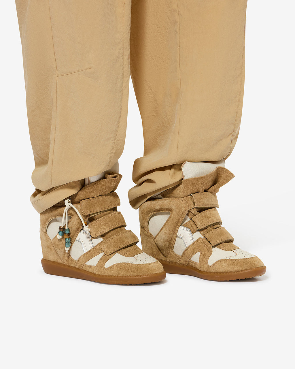 Isabel Marant Bekett Concealed Wedge Sneakers – Beige & Chalk Leather & Suede