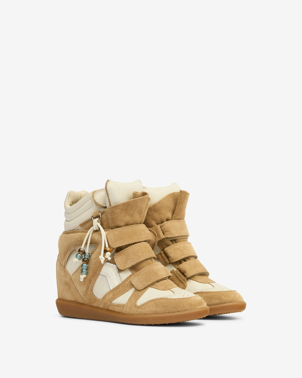 Isabel Marant Bekett Concealed Wedge Sneakers – Beige & Chalk Leather & Suede