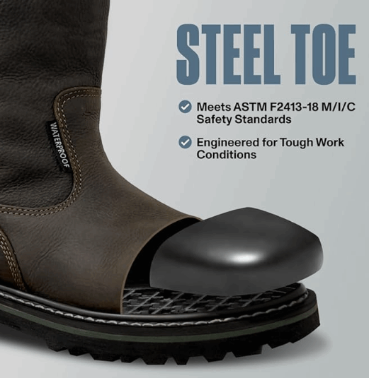 Ever Boots Wellington Steel Toe Waterproof Work Boots Dark Brown
